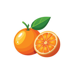 Vibrant Illustration of Fresh Orange on White Background