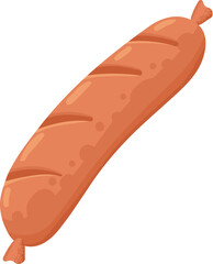 Cartoon meat product. Chicken, sausage and sausages. Steak, pork bacon and rib vector icon. Steak chicken, sausage and bacon, product ingredient illustration on white background