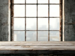 Factory windows covered in rust and dust, overlooking a desolate industrial landscape, Forgotten views, Urban decay