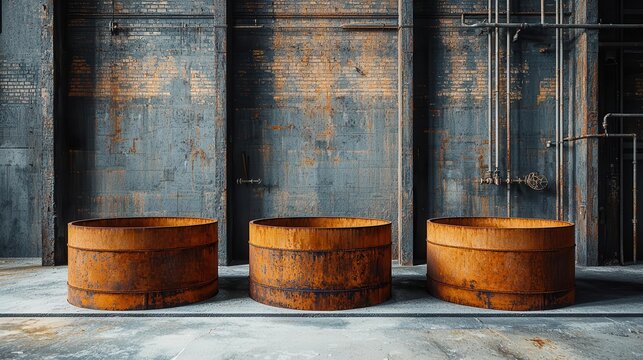 Rusted water tanks inside an abandoned factory, Industrial decay, Forgotten utilities