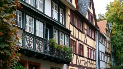 Obraz premium German historic houses, steel balcony