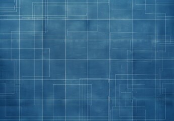 Blue Blueprint Background With Grid & Paper Texture