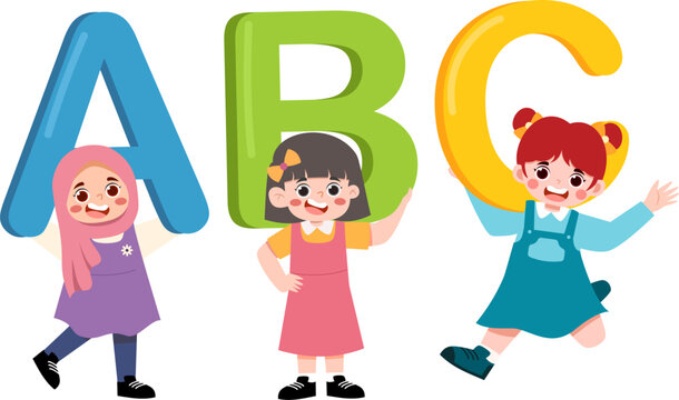 Happy Kids Holding ABC Blocks for Educational Fun
