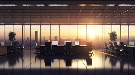 Sunset in the Modern Corporate Office