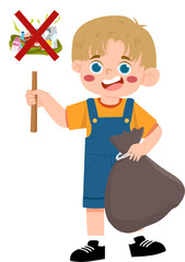 Children Cleaning Up and Throwing Trash in a Bin