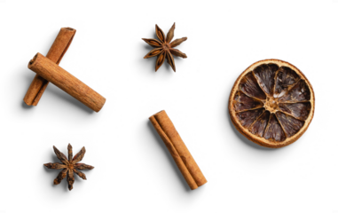 Set of Aromatic Spices and Dried Citrus for Holiday or Culinary Themes