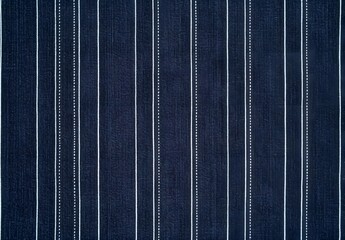 Dark Blue Denim Fabric With White Pinstripes