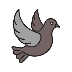 Fototapeta premium Dove icon, solemn mood, symbolizing funerals and memorial services, on a transparent background 