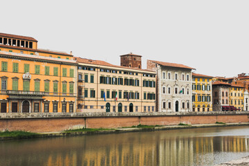Lungarno Pacinotti, the neighborhood along the bank of the Arno River in Pisa, Tuscany, Italy