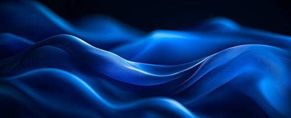 Obraz premium Abstract Blue Fabric Waves Minimalist Background
