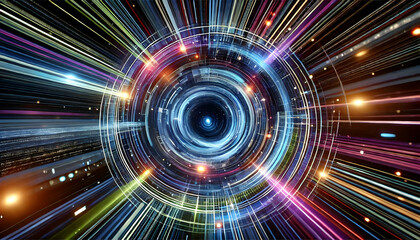 Abstract Digital Light Tunnel With High-Speed Data Flow Concept