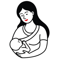 Adobe IlluBreastfeeding mother newborn baby health care vector icon logostrator Artwork