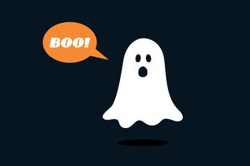 cute little halloween ghost minimalistic design vector illustration