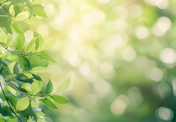 Obraz premium Blurred Green Spring Background With Bokeh And Space For Text