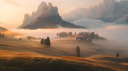 Alpe di Siusi valley in Italian dolomites