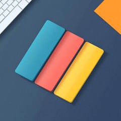 Colorful Bookmarks on Desk - Vector Illustration in Flat Design, Playful and Inviting to Read