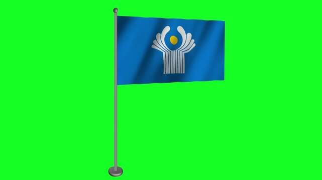 Flag of the CIS waving animation in wind on Green Screen
