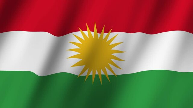 Flag of Kurdistan waving animation in wind
