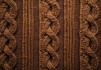 Brown Knitted Cable Pattern Texture Background