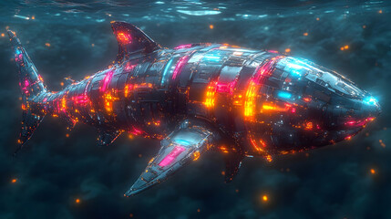 Cybernetic Shark 3D Illustration