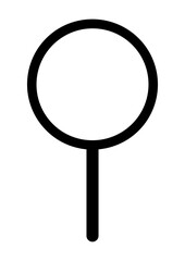 Simple black outlined circle with a horizontal line inside a vertical rectangle on a white background. Ideal for maps, navigation, directions, location markers, and basic graphic designs. Minimalist