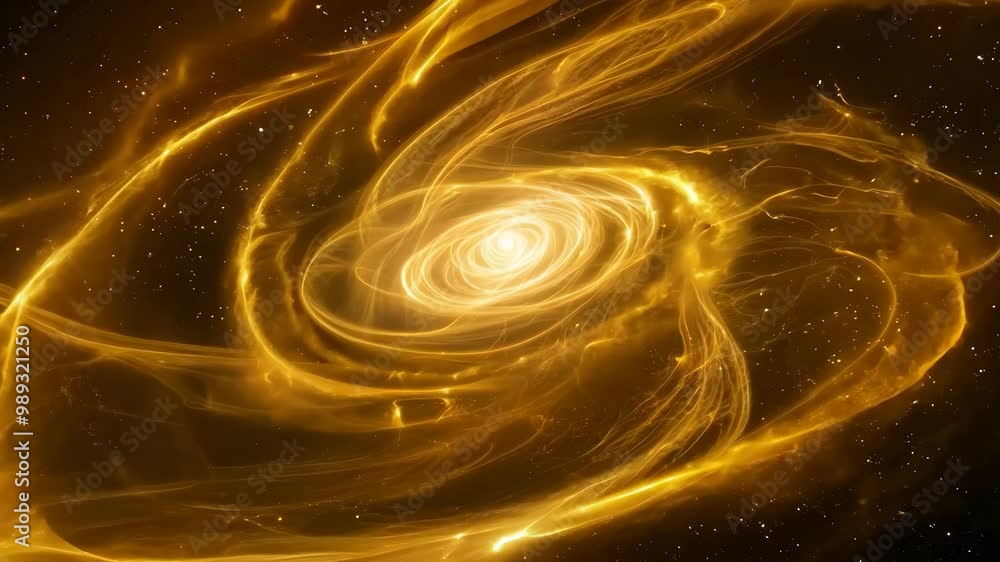 Poster a bright yellow object is floating in space, surrounded by a swirling cloud of smoke and stars. the 