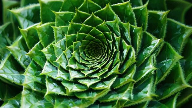 A close up of a green leafy plant with a spiral shape. The plant is very large and has many leaves