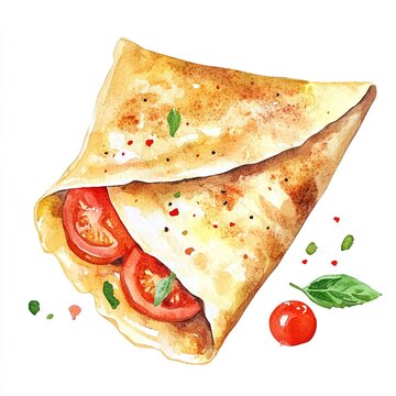 recommend clip art: crepe clipart, fast food element, watercolor style, isolated on white background