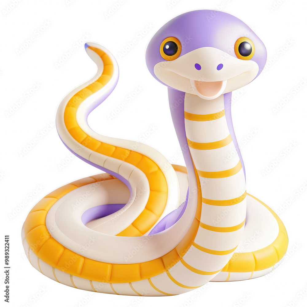 Poster the image of a yellow snake with bright colors and a playful behavior is ideal for artistic processi