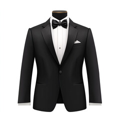 Tuxedo with a bow tie images and transparent background. PNG cutout.