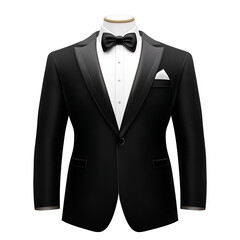 Tuxedo with a bow tie images and transparent background. PNG cutout.