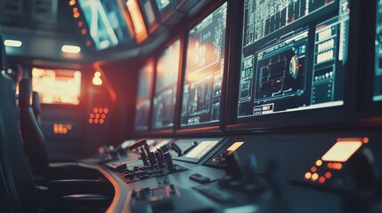 Futuristic Technology Command Center with Holographic Displays