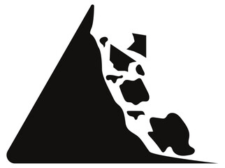 Landslide vector icon. beware of rockfall mountain hill landslide natural disaster warning sign. landslide glyph  vector icon on white background. 