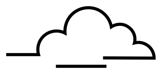 A black outline of a cloud with a minimalist design. Ideal for weather forecasts, environmental themes, digital storage, web design, and children s book illustrations. Simple, clean, modern.