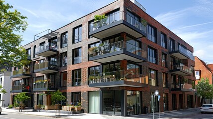 Naklejka premium Modern Brick Apartment Building