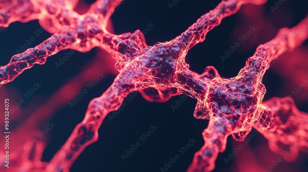 Poster abstract red and black network structure in detail