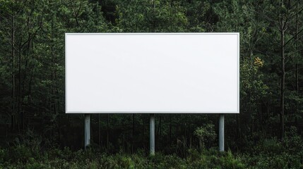 A blank billboard stands among greenery, providing a canvas for advertisements or messages in a natural setting.
