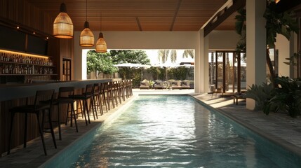 Deserted poolside bar