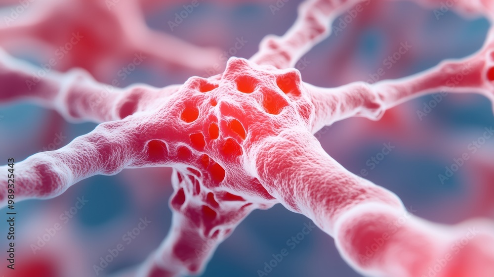 Poster intricate neural network close-up in vibrant colors