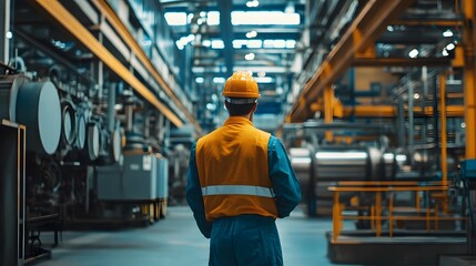 Fototapeta premium Industrial Worker in Modern Manufacturing Facility