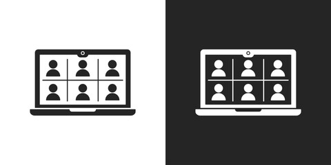 Webinar meeting sign black and white icon vector design