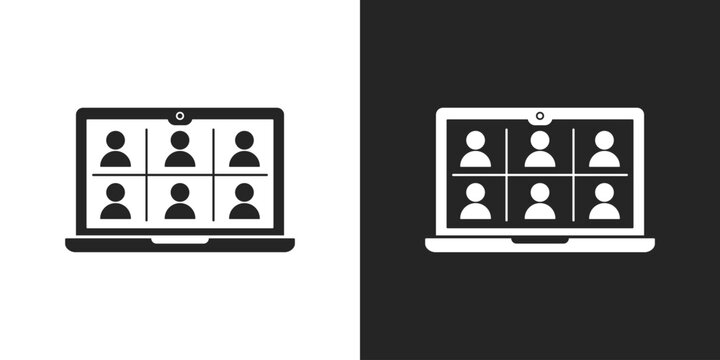 Webinar meeting sign black and white icon vector design