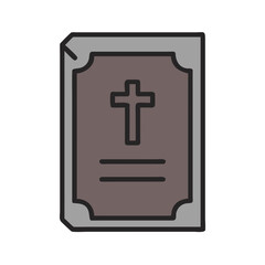 Obraz premium Funeral program booklet icon, solemn mood, symbolizing memorial services and tributes, on a transparent background