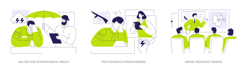 Obraz premium Military psychiatry abstract concept vector illustrations.