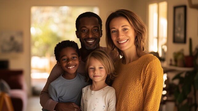 Interracial multinational family and mixed-race children. International marriage
