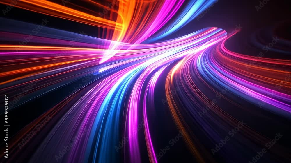 Poster dynamic light trails create vibrant patterns in an abstract setting at night