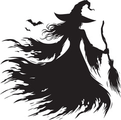 Halloween scary ghosts silhouette collection vector illustration isolated on a white background