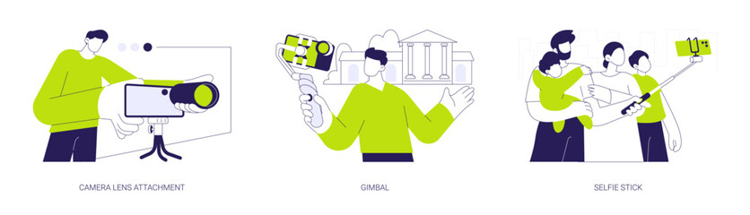 Smartphone accessories abstract concept vector illustrations.