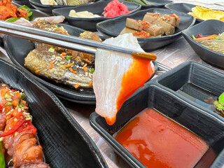 Korea style Seafood sashimi plate