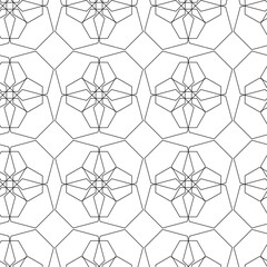 Abstract geometric pattern with crosses, stripes, lines. Seamless vector background. White and black ornament. Modern reticulated graphic design.